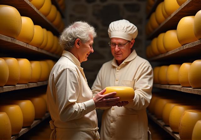AlpenMoor Käser beim Reifen des Käses